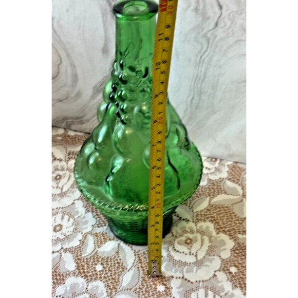 Vintage Green Italian Glass Decanter / Genie Bottle / Fruit Basket MCM - Picture 5 of 5